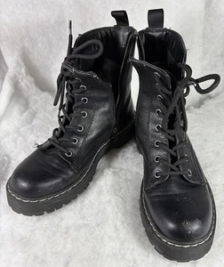 SINCERELY JULES ECHTLEDER HARLEY COMBAT BOOTS Damengröße 8M Reißverschluss/Schnürung - Bild 1 von 14