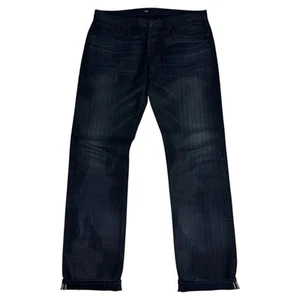 Pantalones de mezclilla 3x1 NYC para hombre M5 ribete ajustado azul negro tiro medio elásticos talla 36 - Imagen 1 de 10