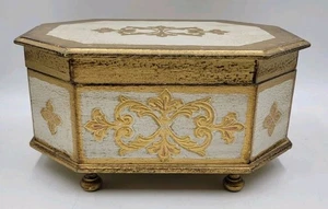 Florentine Jewelry Box 1960s Lightly Carved Distressed Trinket Storage Read - Picture 1 of 20