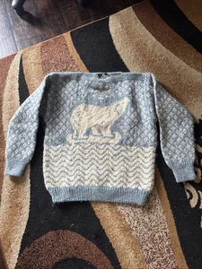 Lillunn Women's Wool Polar Bear Blue sweater sz S - Picture 1 of 5