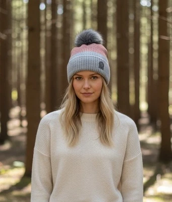 Columbia Unisex Invierno Blur Pom Gorro - Gris/Rosa Agave - Talla Única - Nuevo con Etiquetas Foto 1 de 4