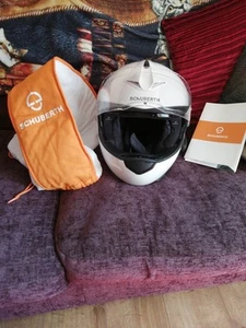 Motorbike Schuberth c3 crash helmet. flip up front, White ,With two head sets. - Picture 1 of 20