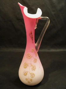 Victorian Cased Satin Glass Ewer, Applied Thorn Handle - Picture 1 of 9
