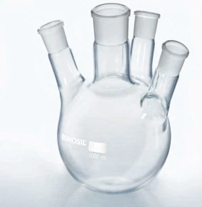 Borosil Flask Of round Bottom And Four Neck with 1000ML Capacity - Picture 1 of 1