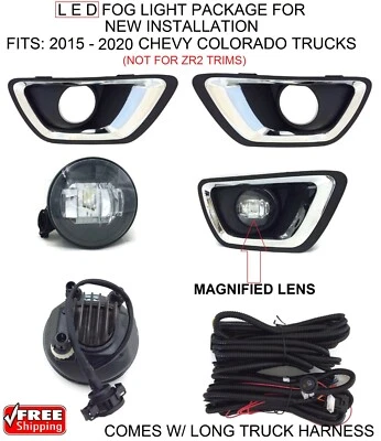 NEW BRIGHT LED FOG LIGHTS KIT FOR FITS 2015-2020 CHEVY COLORADO TRUCK HARNESS  - Image 1 of 4