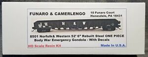 Funaro F&C 8501 NORFOLK WESTERN 52' 6" War GONDOLA N&W G30A Steel Emergency 1-PC