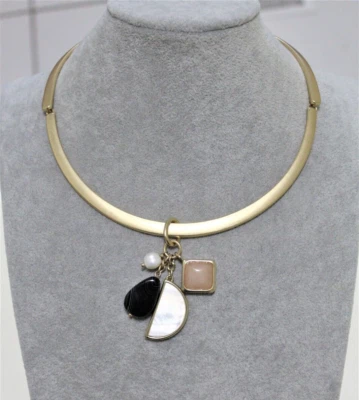 DUTY PAID White House Black Market WHBM Gold Wire Collar Charm Necklace  - Image 1 of 4