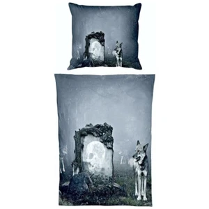 Microfaser Bettwäsche 135x200cm 2tlg Tier Wolf Guard Fantasy Totenkopf Wölfe - Bild 1 von 6