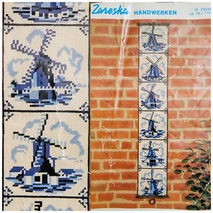 Vintage Zareska Handwerken Kit #29334 Windmills in Shades of Blue 18x110 cm - Picture 1 of 11