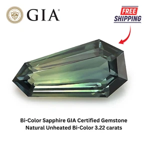 Bi-Color Saphir GIA zertifiziert Edelstein natürlich unbeheizt Bi-Color 3,22 Karat - Bild 1 von 5