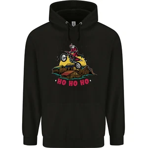 Christmas Santa Motocross Dirt Bike Childrens Kids Hoodie - Picture 1 of 80