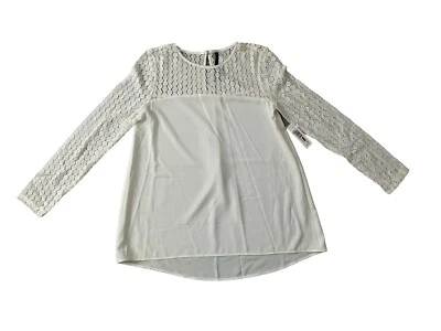 Blusa Kensie Manga Larga Marfil Encaje Para Mujer Talla XS NUEVA CON ETIQUETAS Foto 1 de 4