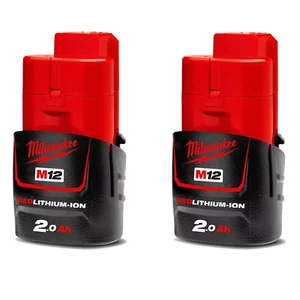2x GENUINE Milwaukee M12 2.0AH Batteries- M12B2 - Picture 1 of 2