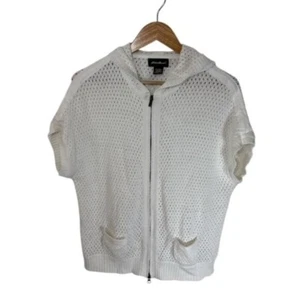 Maglione donna Eddie Bauer lino cotone lavorato a mano all'uncinetto XL boho spiaggia tessuto aperto - Foto 1 di 10