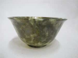Vintage Antique Small CHINESE Translucent Green Spinach JADE Bowl - Picture 1 of 5