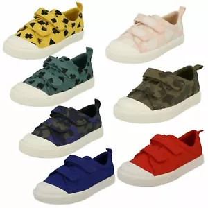 Niños Niños Niños Niñas Clarks Patrón Detallado Lona Zapatos City Flare Lo T - Imagen 1 de 64