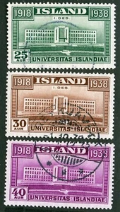 Iceland Sc 209-211 Multicolor 20a-40a 1938 Used Circular Town Cancel Set - Picture 1 of 1