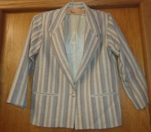 Damengröße 8 – hellbraun gestreifter BLAZER – Breckenridge – 100 % Wolle – USA – Bündchenausgabe - Bild 1 von 5