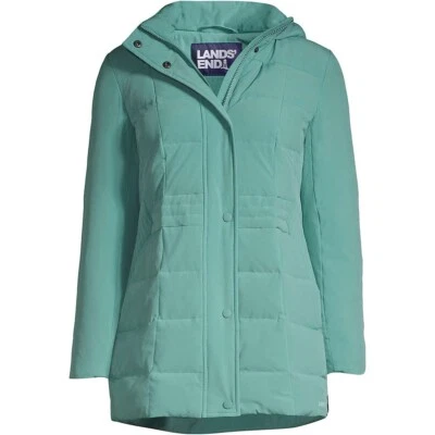 Lands' End HyperDry Comfort Stretch Mixed Quilted Down Coat UK 8 Petite £200 - Image 1 of 4
