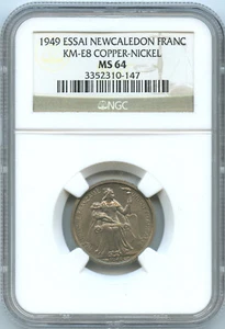 Nueva Caledonia 1 Franco ESSAI 1949 KM E8 NGC MS 64 - Imagen 1 de 2