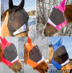 Horse Fly Mask 5 Colors Stretchable Ears Air flow Bugs Insects Mosquitoes Lycra - Picture 1 of 9