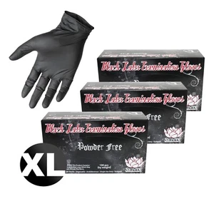 3 Boxen (270 Handschuhe) - XL schwarz Latex puderfrei medizinische Untersuchung Tattoos Handschuhe - Bild 1 von 6