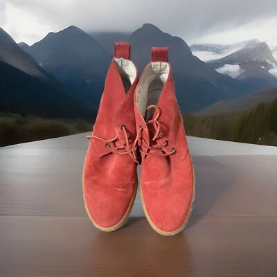Botines Made In Italy para hombre de gamuza roja genuinos con cordones talla 12 Foto 1 de 4