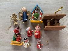 Vintage Miniature Painted Wooden Ornaments Lot Of 10 From Italy