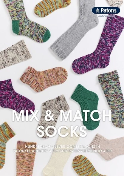 Patons 6 Page Leaflet #7023 Mix & Match Socks Knitted In Patonyle 4ply Artistry - Image 1 of 4