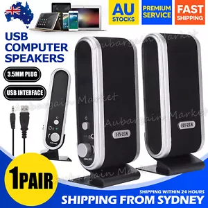 1 Pair USB Speakers Computer Speaker Sound Stereo For PC Notebook Desktop Laptop - Picture 1 of 9