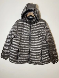 Calvin Klein Woman Premium 15* Warm Down Packable Jacket Size 2X Gray Hood $190 - Picture 1 of 9