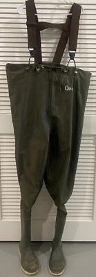 Orvis Men’s Waders Size 9 Green Neoprene Nylon PVC Chest Height Boots Cleats - Image 1 of 4