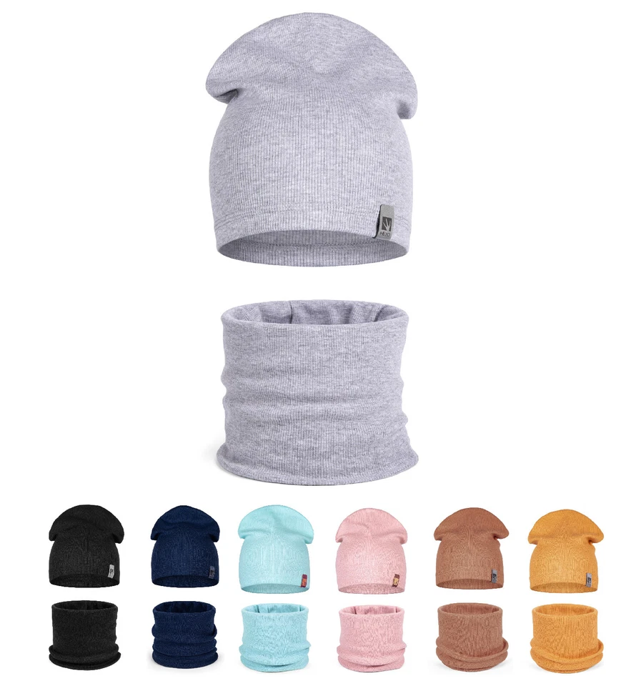 Beanie Kinder Mütze Schlauchschal Set Mädchen Jungen Herbst Schal OEKO TEX 100