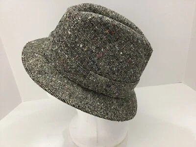 Chapéu Fedora Masculino Vintage Stetson Marrom Mescla de Lã de tweed Tamanho Médio - Imagem 1 de 4