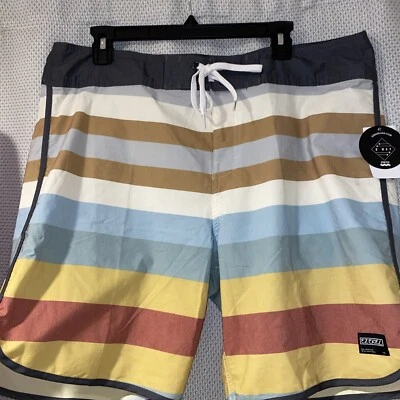 Bañador Ezekiel Azul Naranja Amarillo Verde Rayas Pantalones Cortos Elastizados Talla 36 Foto 1 de 4