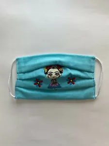FACEMASK , EMBROIDERED, MEXICO  , CUBREBOCAS , TWO LAYERS , REUSABLE , FRIDA 1 - Picture 1 of 4
