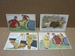 MILITARIA ILLUSTRATEUR HUMOUR 4 cartes dont char d'assaut - Picture 1 of 1