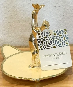 VINTAGE RETIRED NEW CYNTHIA ROWLEY CAT & BUTTERFLY JEWELRY TRINKET RING HOLDER - Picture 1 of 15