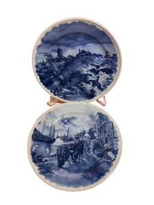 Set of 2 Vintage Delfts Blauw Hand Decorated Plates (b15), Decorative Vintage - Picture 1 of 8