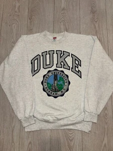 Sudadera Vintage Duke University Hombre Mujer Grande Gris Años 80 Hecha en EE. UU. Estampado - Imagen 1 de 11