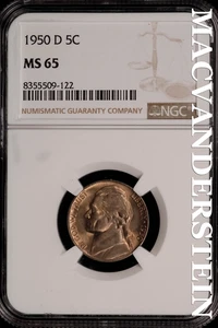 1950-D Jefferson Nickel - NGC MS 65 - Brilliant Unc  No Reserve  #SLi201 - Picture 1 of 2