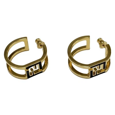 Подлинный FENDI - золото черный оборудование P ** ** серьги - Изображение 1 из 3