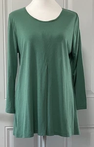 Gudrun Sjoden Ladies Green Silk Modal Scoop Neck 3/4 Sleeves Top Size Small - Imagen 1 de 13