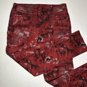 Pantalones al Tobillo Chico's Brigitte So Adelgazantes Lurex Rojo y Plata Jacquard Talla 1.5/10 - Imagen 1 de 12