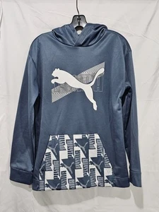 Puma Unisex Hoodie XL (18-20)  Blue Grey Soft Stretch Youth  - Picture 1 of 3