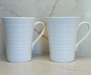Set of 2 Mikasa Ciera White Swirl Bone China Coffee Tea Mugs Excellent Cond. - Picture 1 of 8