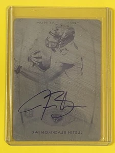 Justin Blackmon 2012 Topps Platinum RC Negro PLACA DE IMPRESIÓN 1/1 Autógrafo Jags - Imagen 1 de 2