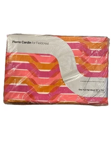 Pierre Cardin Años 60 Para Fieldcrest Hoja Plana Completa Vibraciones MCM ROSA NUEVO NOS - Imagen 1 de 10