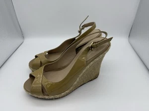 Vintage Charles David 4.75" Wedges Womens 8 Beige Espadrille Slingbacks Vacation - Picture 1 of 9