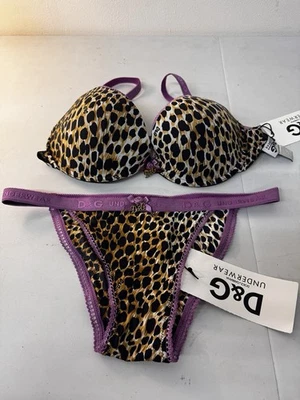 NWT DOLCE & GABBANA Leopard Print Bra And Panty Set Small 36B D&G - Image 1 of 4